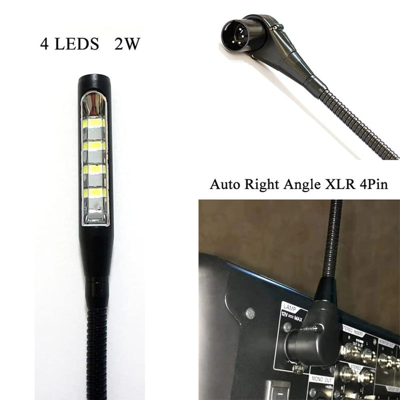 24 inch 2 watt Right Angle XLR 4PIN LED Mixer gooseneck lamp for Yamaha BEHRINGER Allen&Heath Mixer (XLR 4Pin Port)