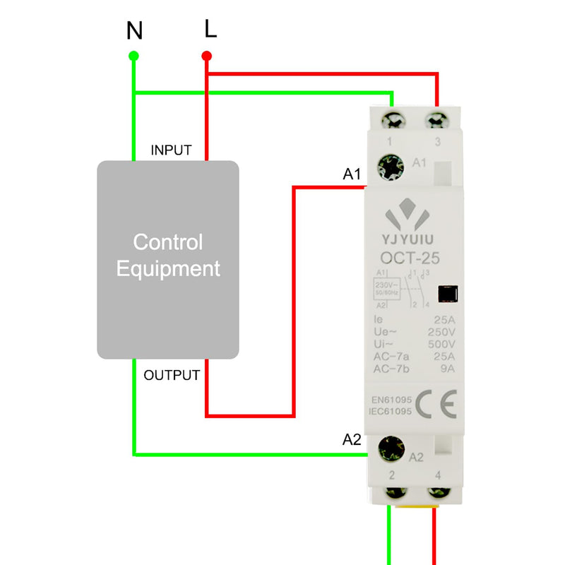 [AUSTRALIA] - YJYUIU AC Contactor, 2-Pole, 25A, AC 220V/240V, 50/60Hz, DIN Rail 35mm (OCT25 2NO) OCT25 2NO 