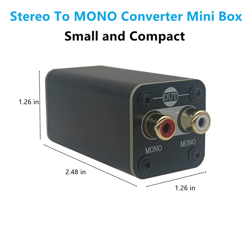 SPRODIO Single Stereo to Mono Converter, RCA L/R Audio Adapter Stereo to Mono summing Cable Adapter SC21