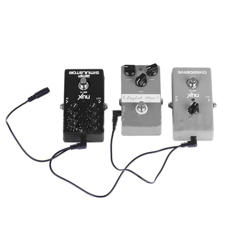 Guitar Pedal Effect Power Cable, Guitar Pedal Board Daisy Chain Power Supply Cables, 1 to 2 Way Guitar Power Supply Cord, Power Cable Chain for DC 9V Guitar Pedal Power Supply Adapter Plug Black 1 to 2