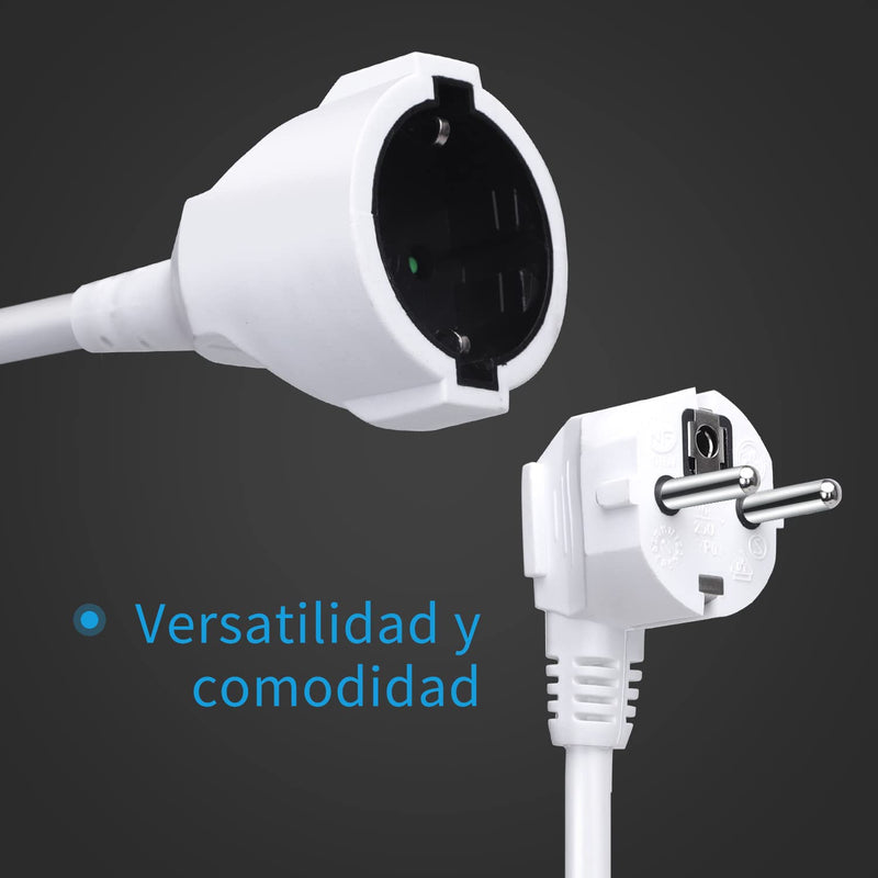 Aigostar Extension Cable 5 m Cable Extensions with Protective Contact Plug Schuko Extension 16 A/250 V White 3g1.5mm²-1 Pcs 5m
