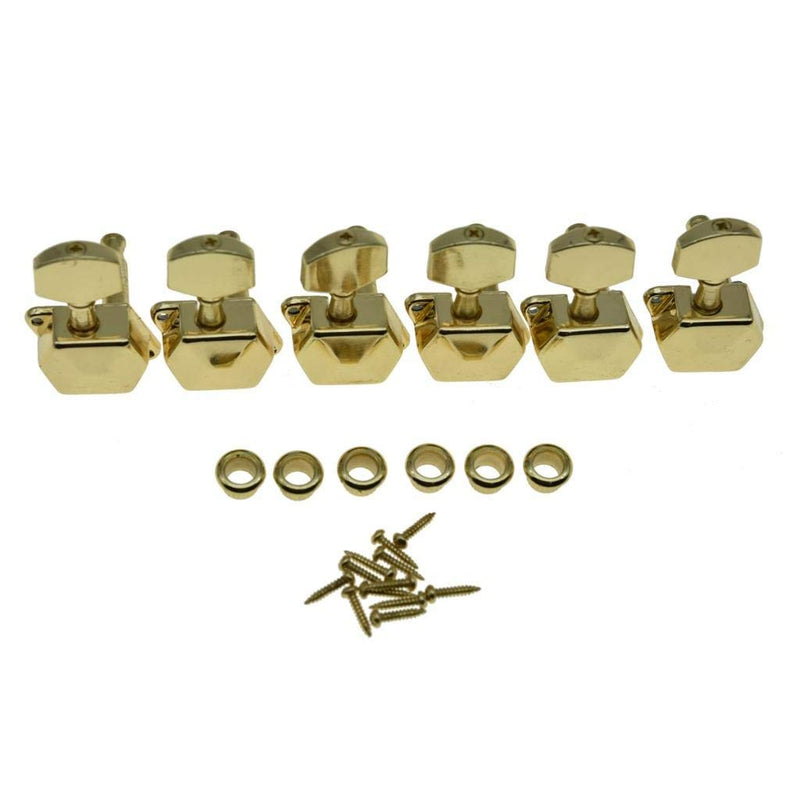 [AUSTRALIA] - KAISH 6 Inline Semi-Closed Guitar Tuning Keys Pegs Guitar Tuners Machine Heads for Electric Guitars Gold 