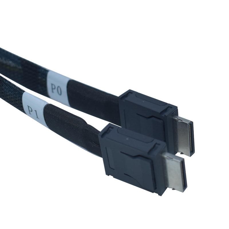 PCIe 5.0 MCIO x8 to Dual Oculink SFF-8611 4i Cable | 2.6 feet(80 cm), 2-Port Oculink 4i