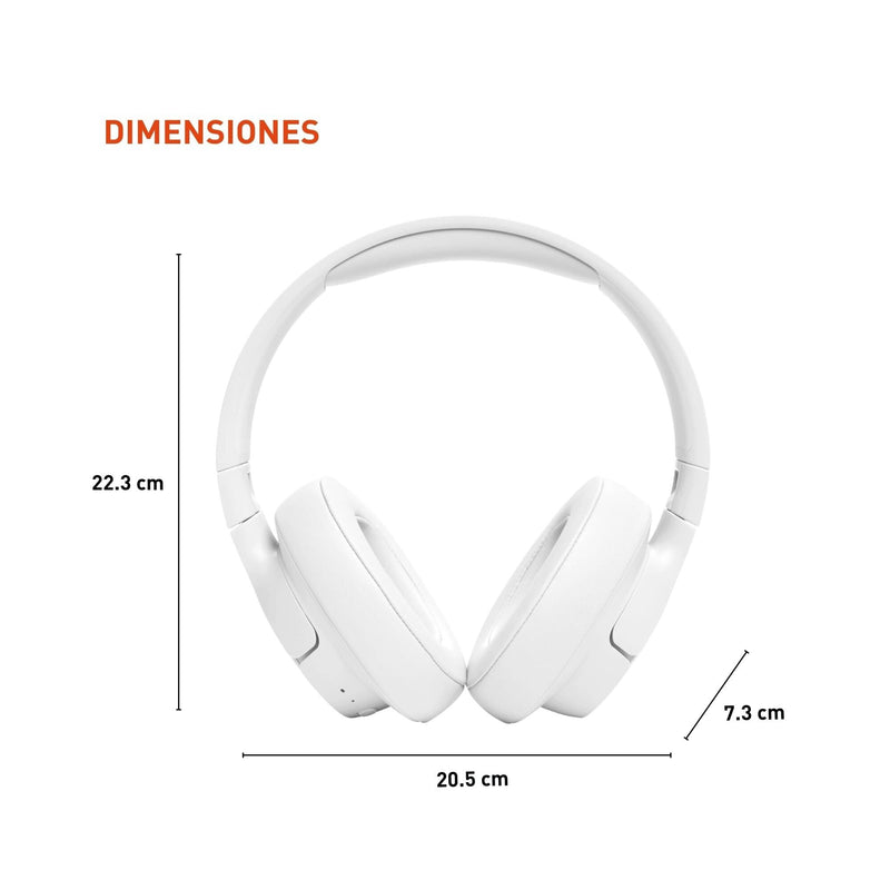 JBL Tune 720BT - Wireless Over-Ear Headphones - White | JBL Pure Bass Sound, Wireless Bluetooth 53 technology, Customize your listening experience, Hands-free calls with Voice Aware