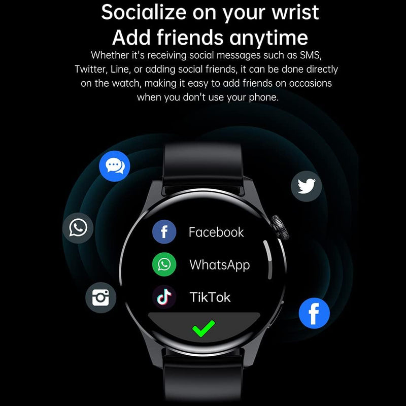 LAKEYLOYI Smart Watches Men Women, Bluetooth Calls, Heart Rate Sleep Monitor,IP67 Waterproof Fitness Tracker, Black Stainless Steel Watches for Android & iOS A-Black