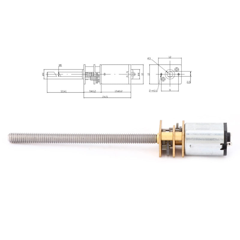 [AUSTRALIA] - ViaGasaFamido N20 Gear Motor Mini Metal Gear Motor Speed Reducer for Lead Ball Screws DC with 55 mm Long M4 Threaded Spindle (200 Rpm), Gear Motor 
