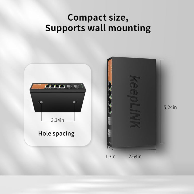 6-Port 2.5G Switch Unmanaged, 4 x 2.5GBASE-T Ports & 2 x 10GBASE-T SFP Slots, 60Gbps Switching Capacity, Plug & Play/Wall Mountable/Fanless Metal, Compatible with 1000Mbps Devices 6 Port 2.5G Unmanaged