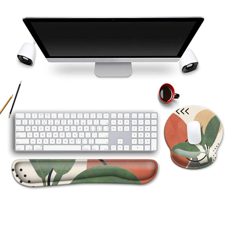 Keyboard Wrist Rest and Mouse Wrist Rest Pad, Made of Memory Foam, Ergonomic Support, Easy Typing and Relieve Wrist Pain, Perfect for Gaming, Computer, Office, Laptop,Modern Abstract Modern Abstract
