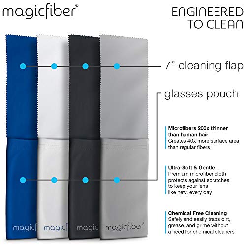 MagicFiber 34 PK Glasses Cleaner and Storage Kit - 4 Eyeglass Storage Pouches + 30 Microfiber Cleaning Cloths - Premium Eye Glass Pouches and Glasses Wipes