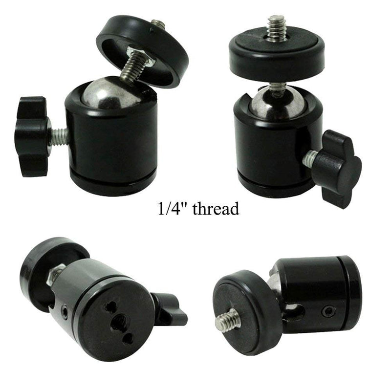 [AUSTRALIA] - SLOW DOLPHIN Hot Shoe Mount Adapter 360 Degree Swivel Mini Ball Head 1/4 Tripod Screw for Cameras, Camcorders, Smart Phone, LED Video Light, Microphone (4 Packs) 