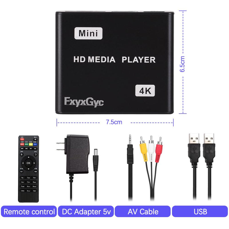 [AUSTRALIA] - HDMI Media Player, 4K Ultra HD Digital Media Player, Supports USB Drive, SD Card, 4K@30Hz Output,H.265/H.264/AVC Decoding MP4/MKV/MP3/TS/Rmvb/Mov/JPG for Advertising Playback Multimedia TV Playback. Deep black 