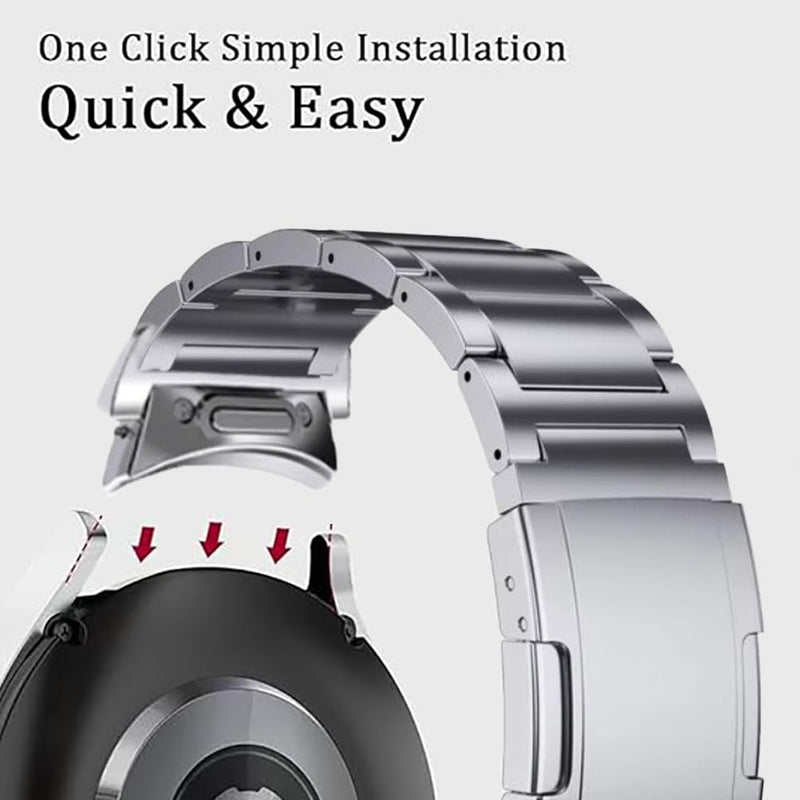 20mm No Gap Titanium Bands for Galaxy Watch 7 6 5 4 FE 44mm 40mm | Metal Strap for Samsung Watch 6 Classic 47/43mm,5 Pro 45mm,4 Classic 46/42mm | Lightweight,Hypoallergenic,Fit wrist 5.9"-8.5" black 20mm