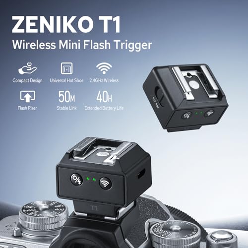 ZENIKO RF12M mini Round Head Flash with T1 2.4G Wireless Trigger Off Camera Used for Studio Photography