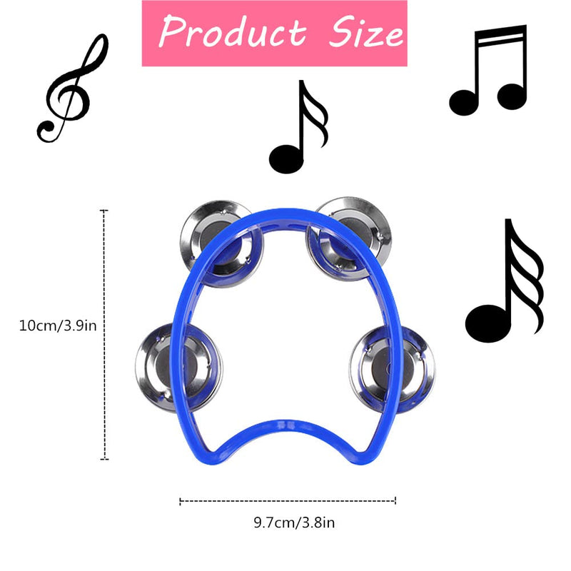 12 Pack Plastic Percussion Tambourine Hand Tambourine Bells, Mini Percussion Tambourines Bulk Hand Held Percussion Drum Musical Rhythm Instrument for Adults Kids Party Supplies(4 Colors) 12 Pack