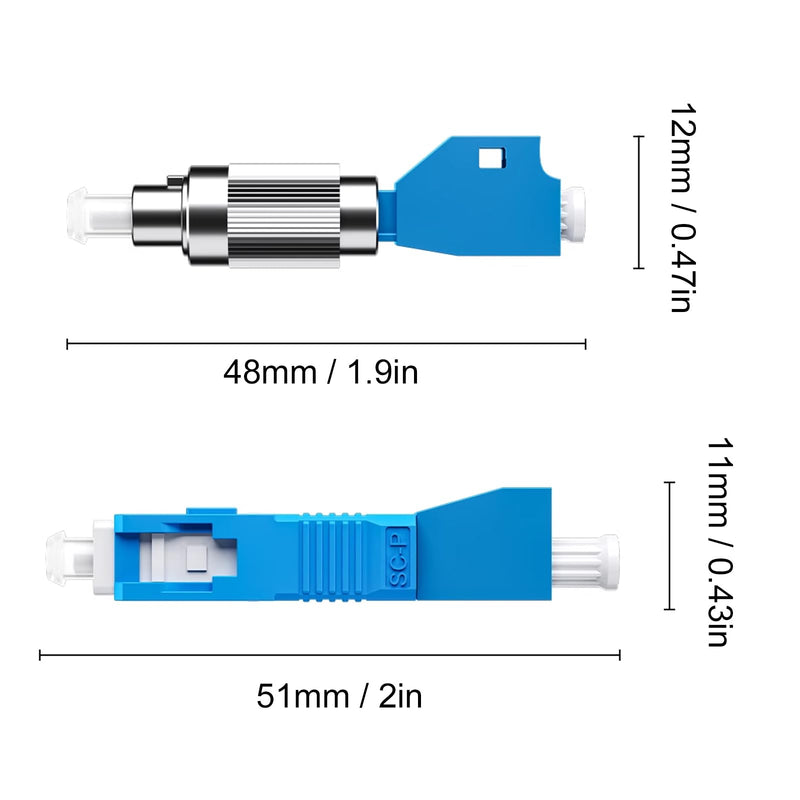 Duttek 2PC FC Male to LC Female Fiber Adapter and 2PC SC Male to LC Female Adapter Hybrid Flange Single Mode 9/125um Optical Fiber Convertor Adaptrt for Optical Power Meter 4 Pack 2 Styles