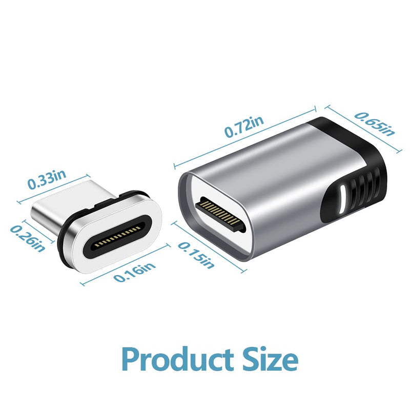 Magnetic USB C Adapter 24 Pin Mini Magnetic USB C Adapter Straight Male to Female Connector 100W PD Fast Charge 20Gbs Data Transfer USB3.1