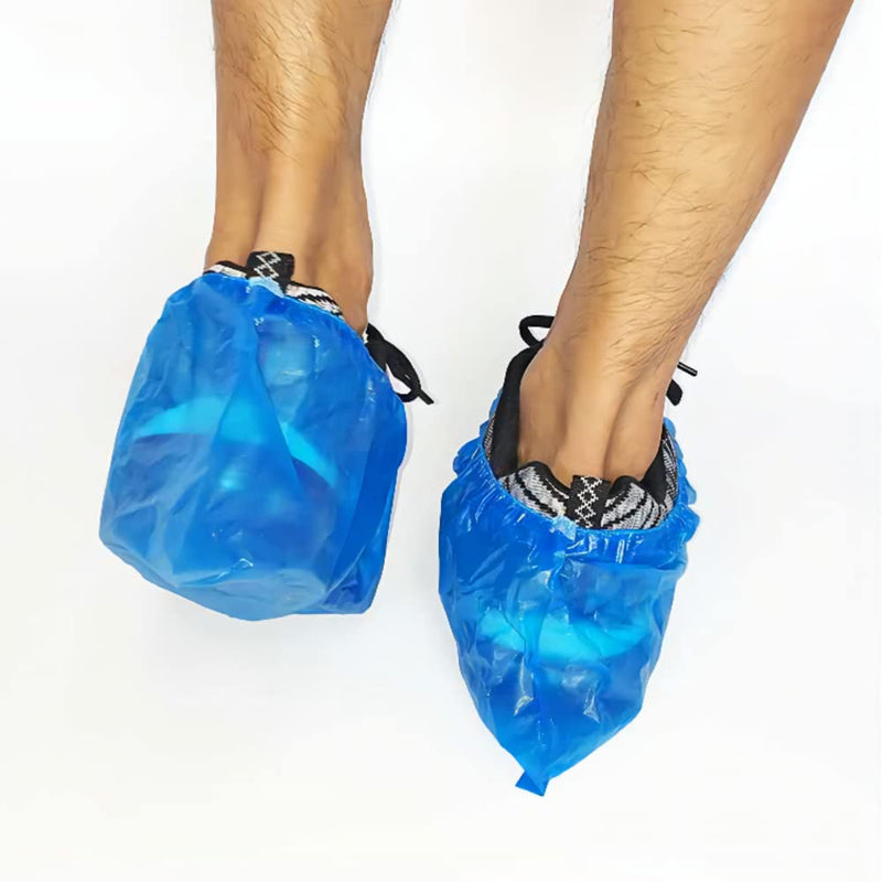 AURMOO Disposable Shoe Covers, Pack of 50, Double Layer Shoe Covers, Disposable Shoe Covers, Waterproof, Tear-Resistant, Puncture-proof for Indoor Outdoor Use, blue 4.0g/p(100)