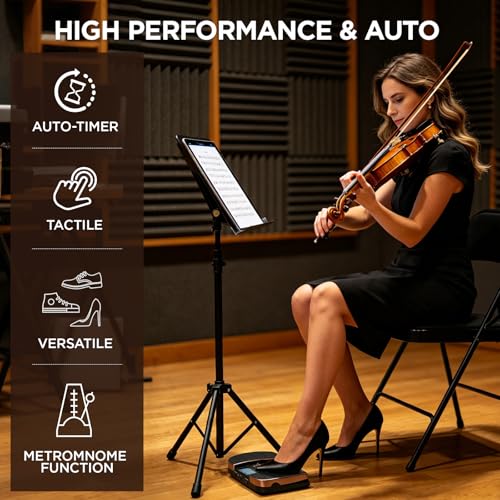 SUNYIN Wireless Page Turner & Metronome Music Foot Switch Pedal for iPad,Tablets,Phone