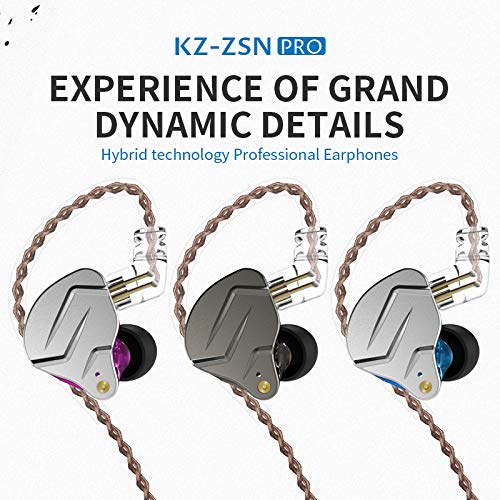 FEDAI KZ ZSN Pro IEM in Ear Monitors,HiFi Wired Earbuds Headphones with Hybrid Dual Driver 1BA 1DD High Fidelity Musicians in-Ear Earphones Detachable Cable for Gaming Earbuds(Purple with Mic). Purple