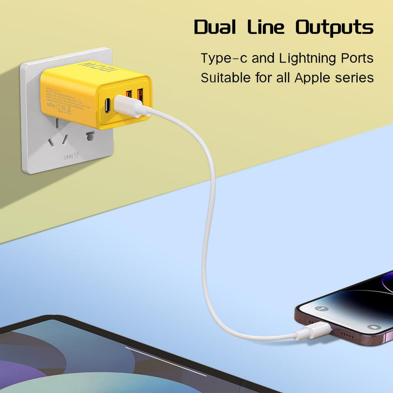 Mini 120W Charger with 4 Ports USB 3.0 Type C PD Fast Charging Power Adapter for iPhone Samsung,Non-Battery (US,3x4.3x8.8cm) US,3x4.3x8.8cm