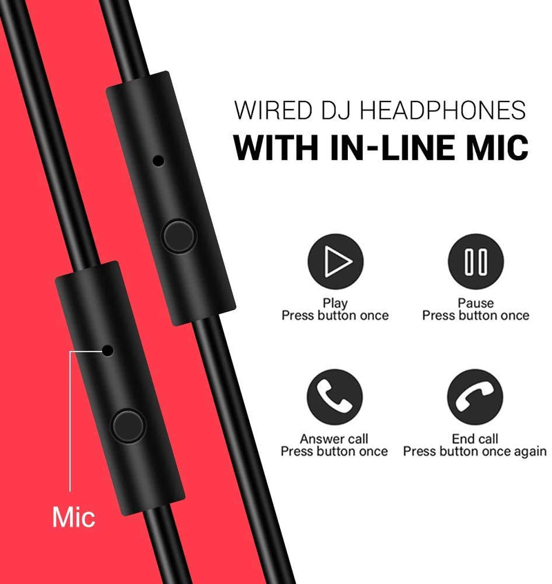 [AUSTRALIA] - Prosonic DJ2G Over Ear Headphone, Wired Bass Headset with 40mm Driver, Foldable Lightweight Headphones with Shareport and Mic for Recording Monitoring Mixing Podcast Guitar PC TV (Black Grey) Black Grey 
