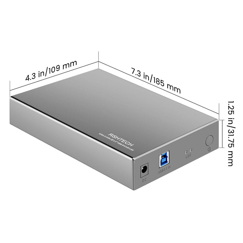 Hard Drive Enclosure RSHTECH USB 3.0 to SATA Aluminum External Hard Drive Dock Case for 3.5 inch HDD SSD up to 16TB Drives, Support UASP (RSH-339) USB 3.0 Enclosure