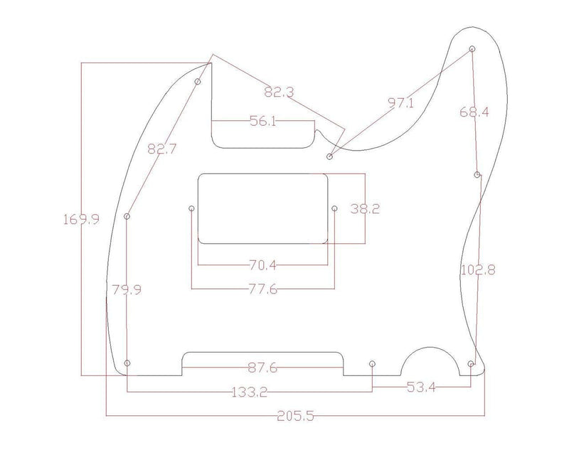 Dopro 8 Hole Tele Guitar Humbucker Pick Guard for USA/Mexican FD Telecaster Clear/Transparent 1 Ply
