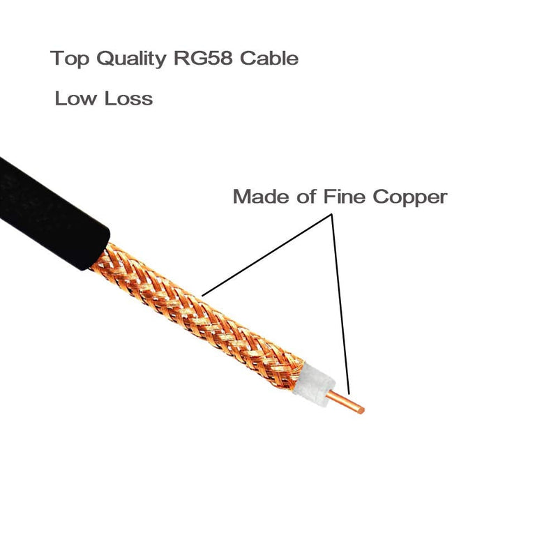 BNC Male to UHF PL-259 Male RG58 Cable 10ft/3m for CB Ham Two Way Radio Antenna Amateur Radio Transceiver FM Transmitter Radio Scanner Arrester Linear Amplifier Antenna Analyzer SWR Meter-2PACK