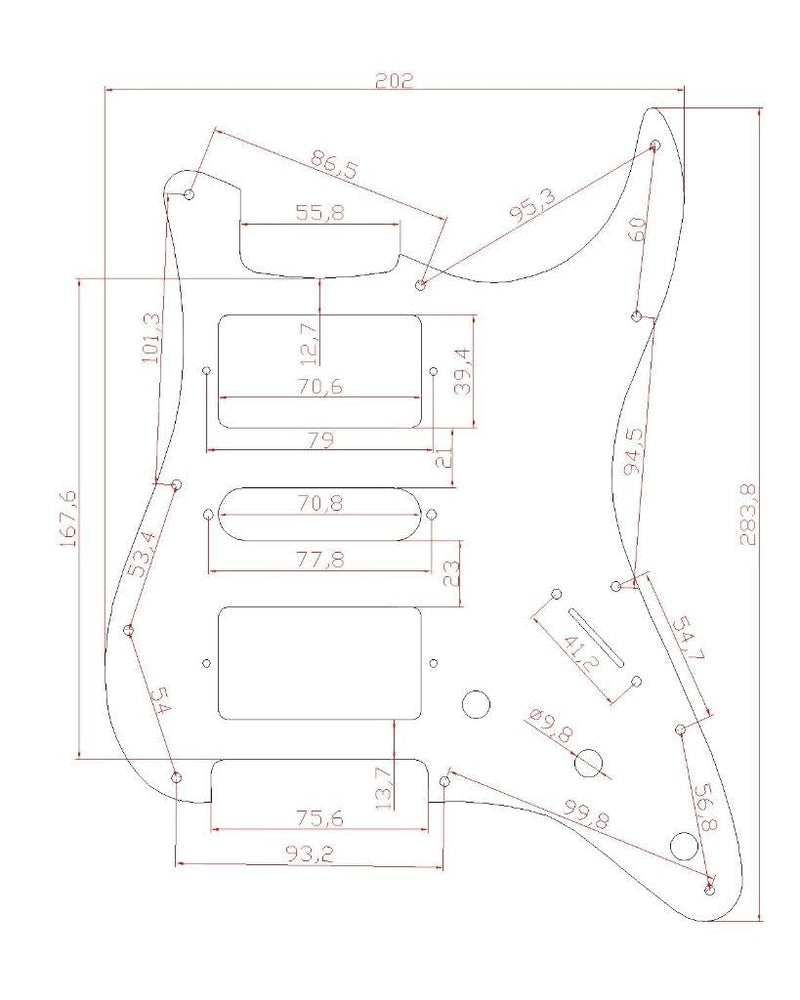KAISH 11-Hole Modern Style Standard ST HSH Pickguard for American Strat Humbucker with Square Corner Matte Black