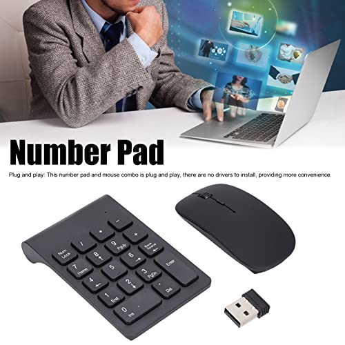 SUNGOOYUE Number Pad, Plug and Play 2.4GHz Wireless Technology 1200 DPI Sensitive Number Pad Mouse Combo for Home Office (Black)