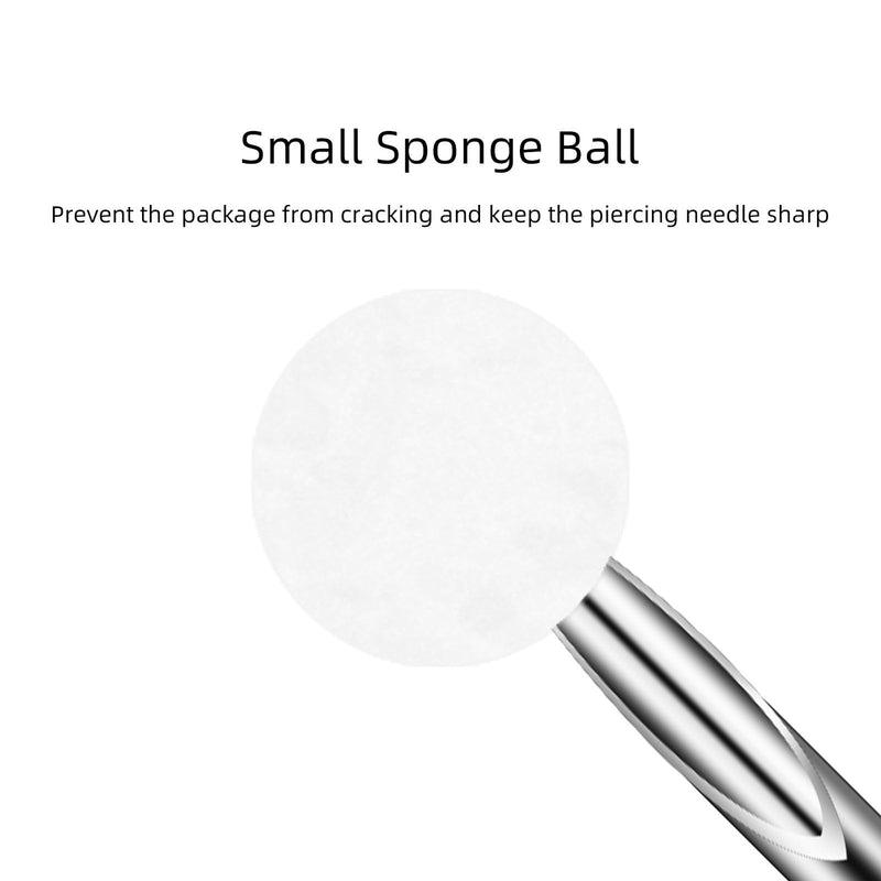 zalati Piercing Needles 10pcs Disposable Body Puncture Needles Stainless Steel Single Pack with Spone Cover Ball for Ear, Nose, Lip, Navel Piercing - 14g 14G Piercing Needles