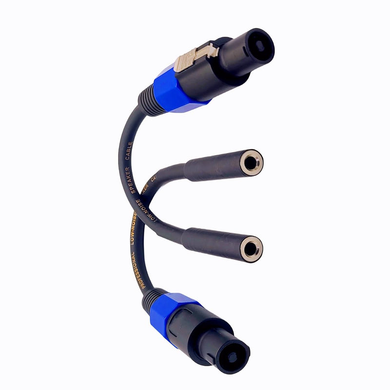 1/4 TS Female to Speakon Speaker Cables, Speaker Plug Adapter 1/4" to Twist Lock Speak-On, Speakon to 6.35 mm Mono Jack Adapter - 2 Pack 6Inch