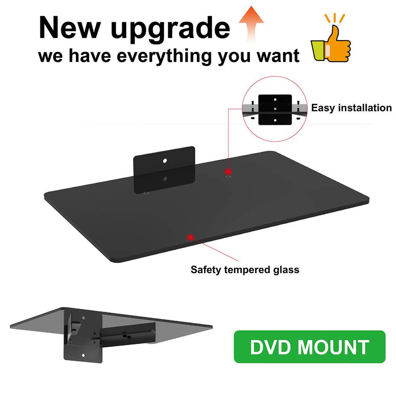 1443 Compact Glass Component Single Shelf for DVD Player, Blu-ray Player, Cable Box, Satellite, Wii and Video Accessories (13.8 x 8.7 x 0.2 inch)