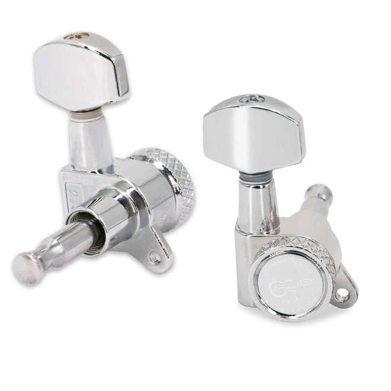 FJB Guitar Locking Tuners 6 Pieces Lock String Tuner Machine Head Square Handle Key Pegs Replacement For Classic Acoustic Elecric Guitar For ST TL LP Style-Chrome 6Right 6 Right Chrome-Locking