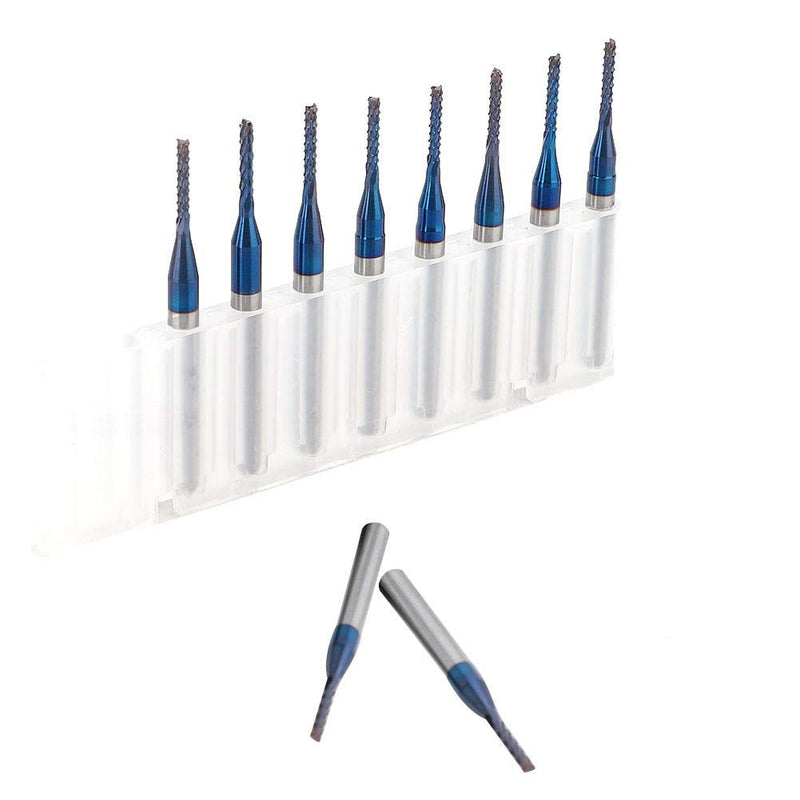 10-Piece End Mill Set Carbide Cutter Blue Corn Cutter CNC PCB Engraving Milling Tool (1.4 mm)