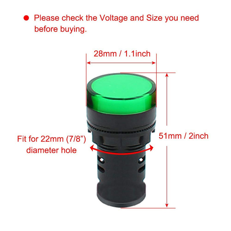 GTIWUNG Pack of 10 AC DC 24 V Energy-Saving LED Indicator Signal Light, LED Indicator Light, Control Light, 22 mm Thread