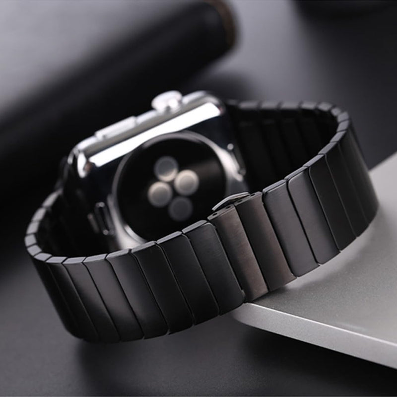 Compatible for Apple Watch Metal Bands, Black 42mm 44mm 45mm iWatch Strap Ultra10 9 8 7 6 5 4 3 2 1 SE,Simple and Stylish Smartwatch Wristband Women Men