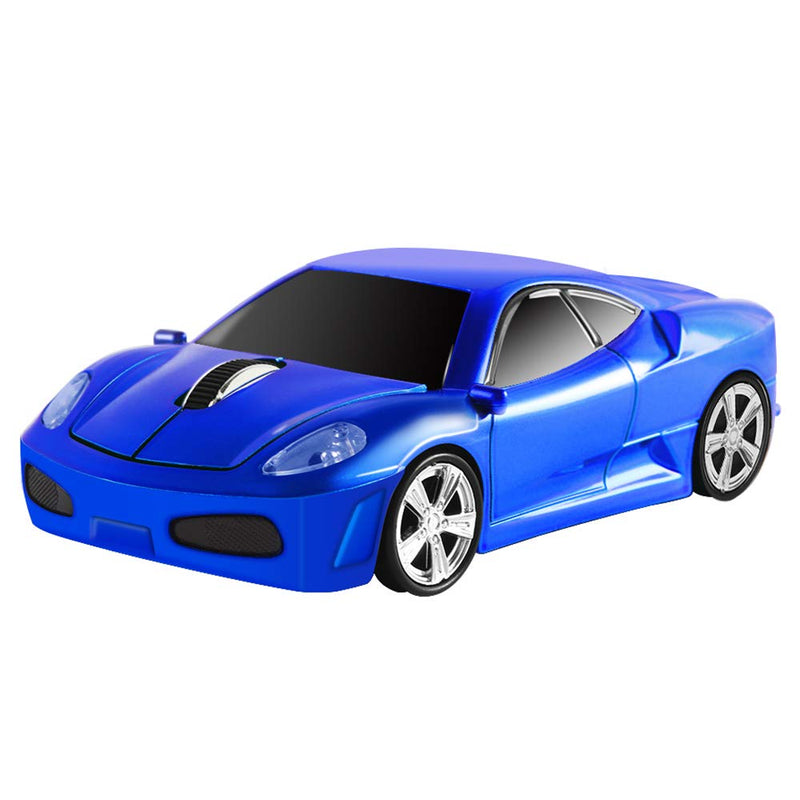 Wireless Mouse, 2.4GHz Cool Sport Car Shape Wireless Mouse Optical Cordless Mice with USB Receiver for PC Laptop Computer Notebook 1600 DPI-Blue blue