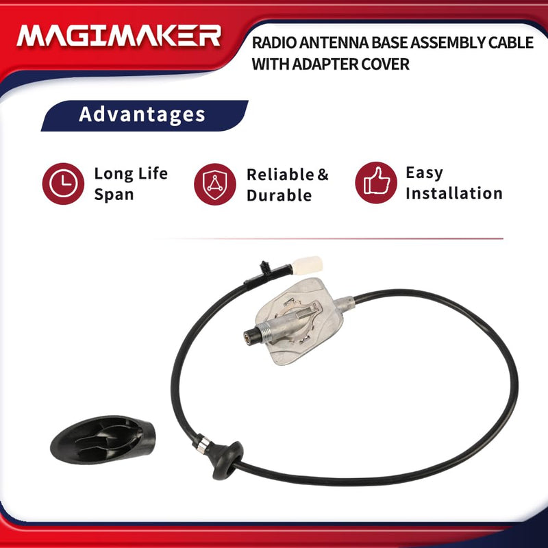 [AUSTRALIA] - Radio Antenna Base Assembly Cable with Adapter Cover 5064394AH Compatible with Dodge Ram 1500 2500 3500 4500 5500 2009-2021 Replace ‎5064394AG 5064395AE Tube Antenna Base Mast Kit 
