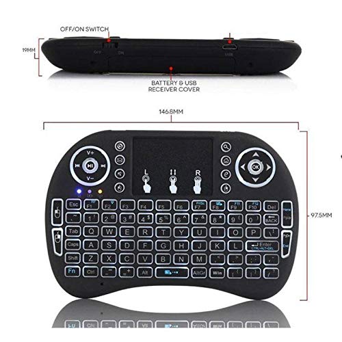 Mini Keyboard i8 2.4G Air Mouse Wireless Keyboard with Touchpad, Rechargeable Handheld Keyboard Remote for Smart TV, Android TV Box, KODI, Raspberry Pi, PC