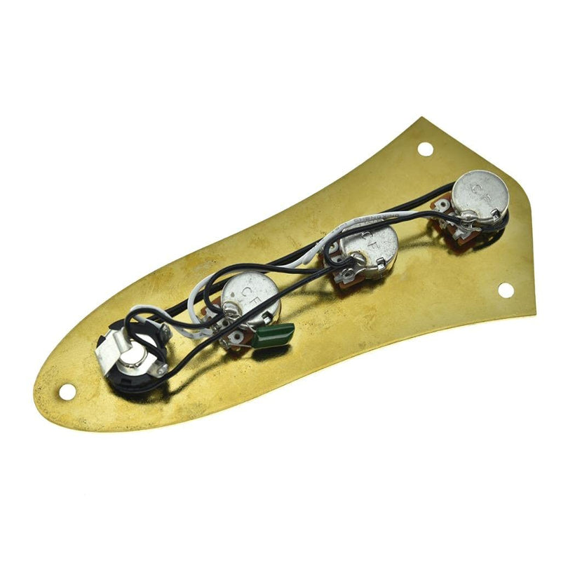 KAISH Fully Loaded Control Plate Pre-Wired Control Plate with Wiring Harness for Jazz J Bass Cold Gold