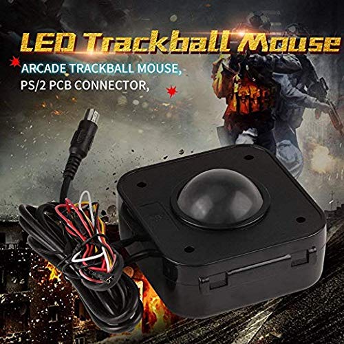 SWONVI Arcade Trackball Mouse,4.5cm Lighted Illuminated Round LED Trackball Mouse PS/2 PCB Connector for Arcade (Trackballs) Trackballs