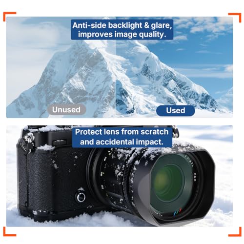 Haoge Metal Square Lens Hood for Voigtlander APO-LANTHAR 50mm 35mm 28 F2 Aspherical II for Nikon Z-Mount Lens Accessories Bayonet,with Cap LH-35AAZ+Cap-35AAZ