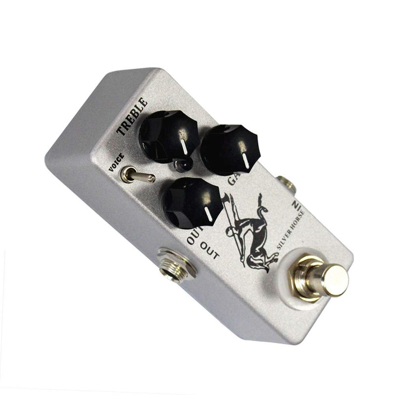 Overdrive Function Guitar Effect Pedal with True Bypass for Electric Guitar (Silver Horse) Silver Horse