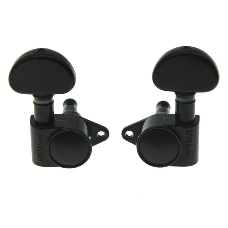 Wilkinson 3x3 ROTO Style Full Size Sealed Guitar Tuners Tuning Keys Pegs Guitar Machine Heads Fits USA Les Paul or Acoustic Guitars Black
