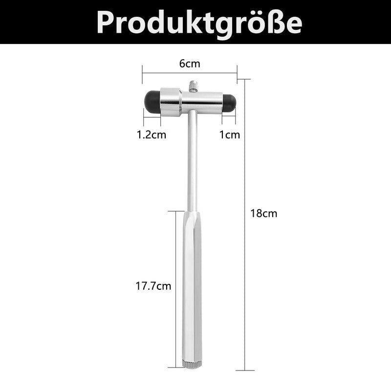Neurological Reflex Hammer 18 cm with Built-in Brush and Needle, Massage Hammer Zinc Alloy, Medical Reflex Hammer for Reflex Tests, Black