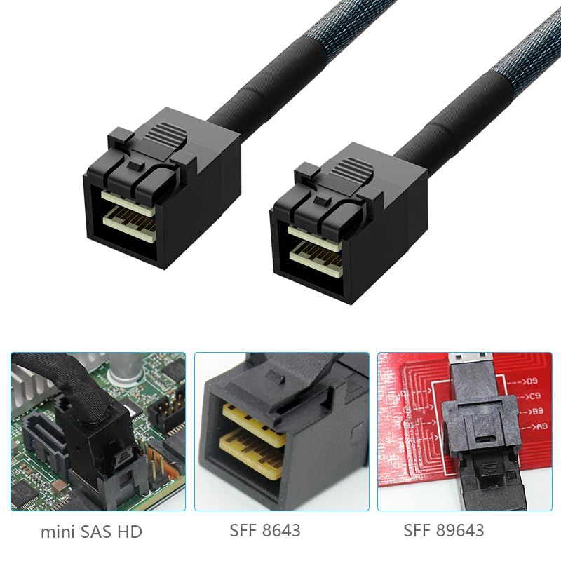 [AUSTRALIA] - 2 Pack 12G Internal Mini SAS HD SFF-8643 to SFF-8643 Cable, Internal Mini SAS to Mini SAS Cable0.8-Meter(2.6ft)… 2.6FT/0.8M 