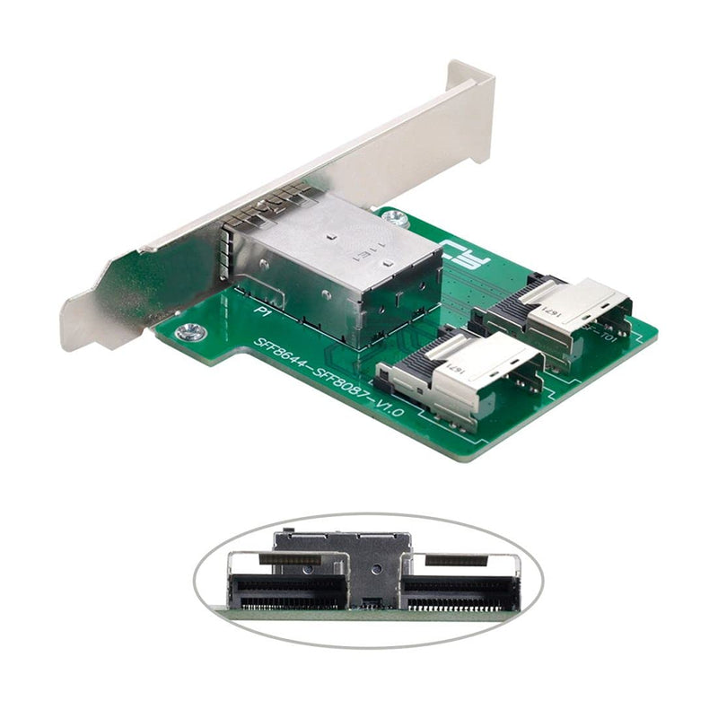 Chenyang Mini SAS 2 SFF-8644 to 2 SFF-8087 HD Data Server Converter Adapter with Bracket