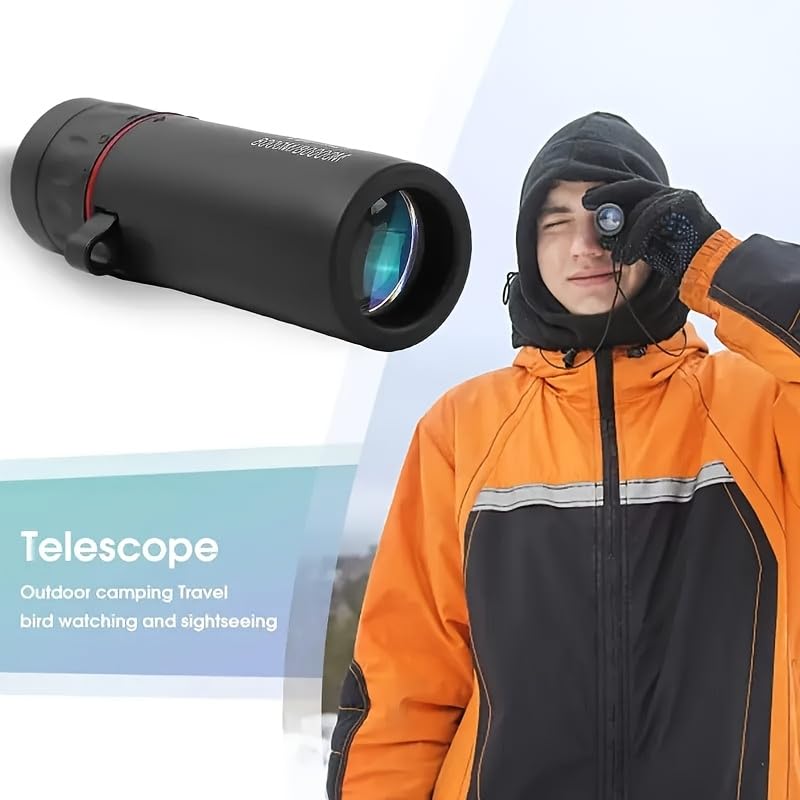 10X25 High Magnification Monocular Telescope - Durable Rubber Lightweight Design, Fixed Focus, Ergonomic Grip - Suitable for Hiking, Camping, Birdwatching, Hunting, Fishing (Black)