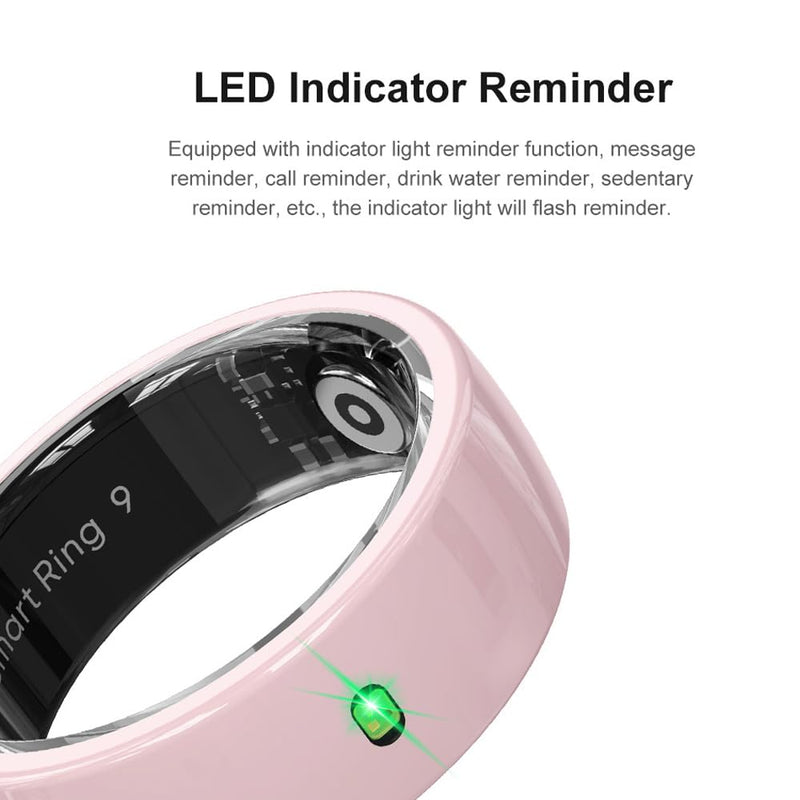 Smart Ring Fitness Tracker for Women Pink Ceramic (Size #10) | Sleep Monitoring, Heart Rate Monitoring, Gesture Touch Control, Menstral Tracking, Body Temperature, Charging Case